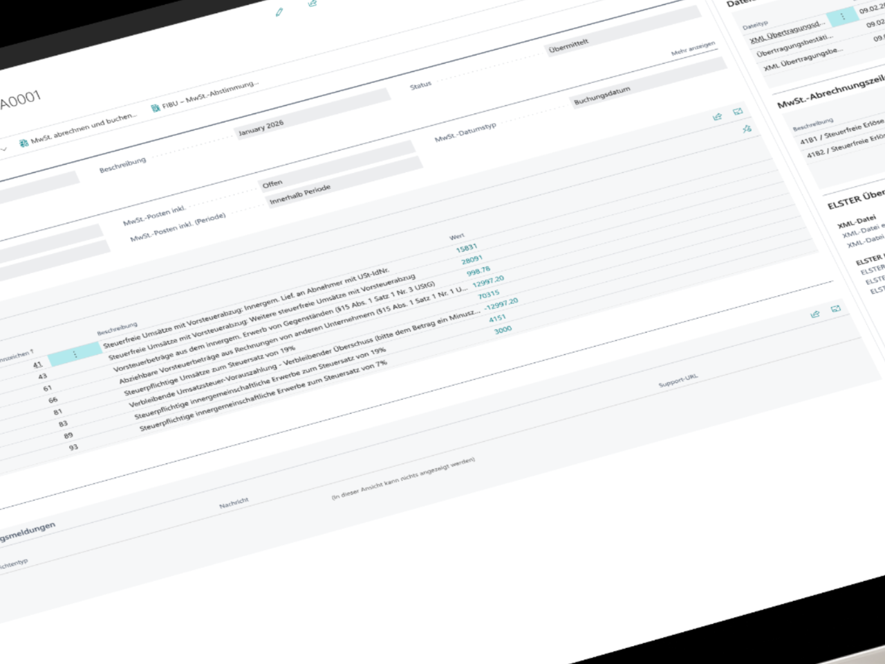 Umsatzsteuervoranmeldung in Business Central