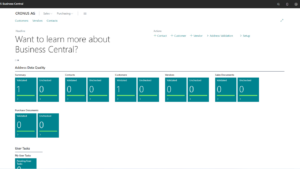 Ein Screenshot, der das Adressvalidierung Rollencenter in Microsoft Dynamics 365 Business Central zeigt